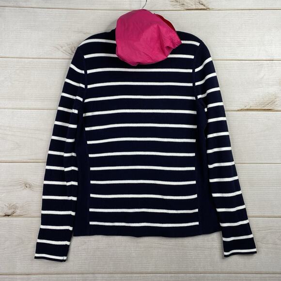 LRL Ralph Lauren Active Cardigan Womens L Blue Pink Hooded Full Zip Nautical 90s - Picture 6 of 9